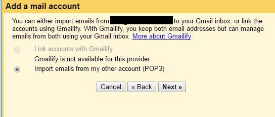 Add POP email account