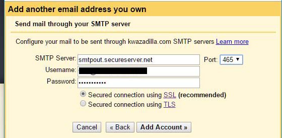 add smtp server to gmail